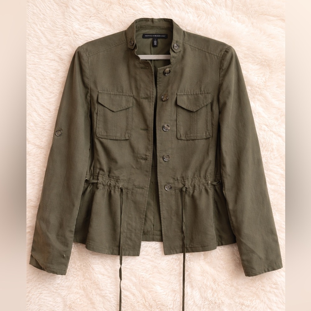 White House Black Market Olive Utility Jacket Size 2 Military Style
